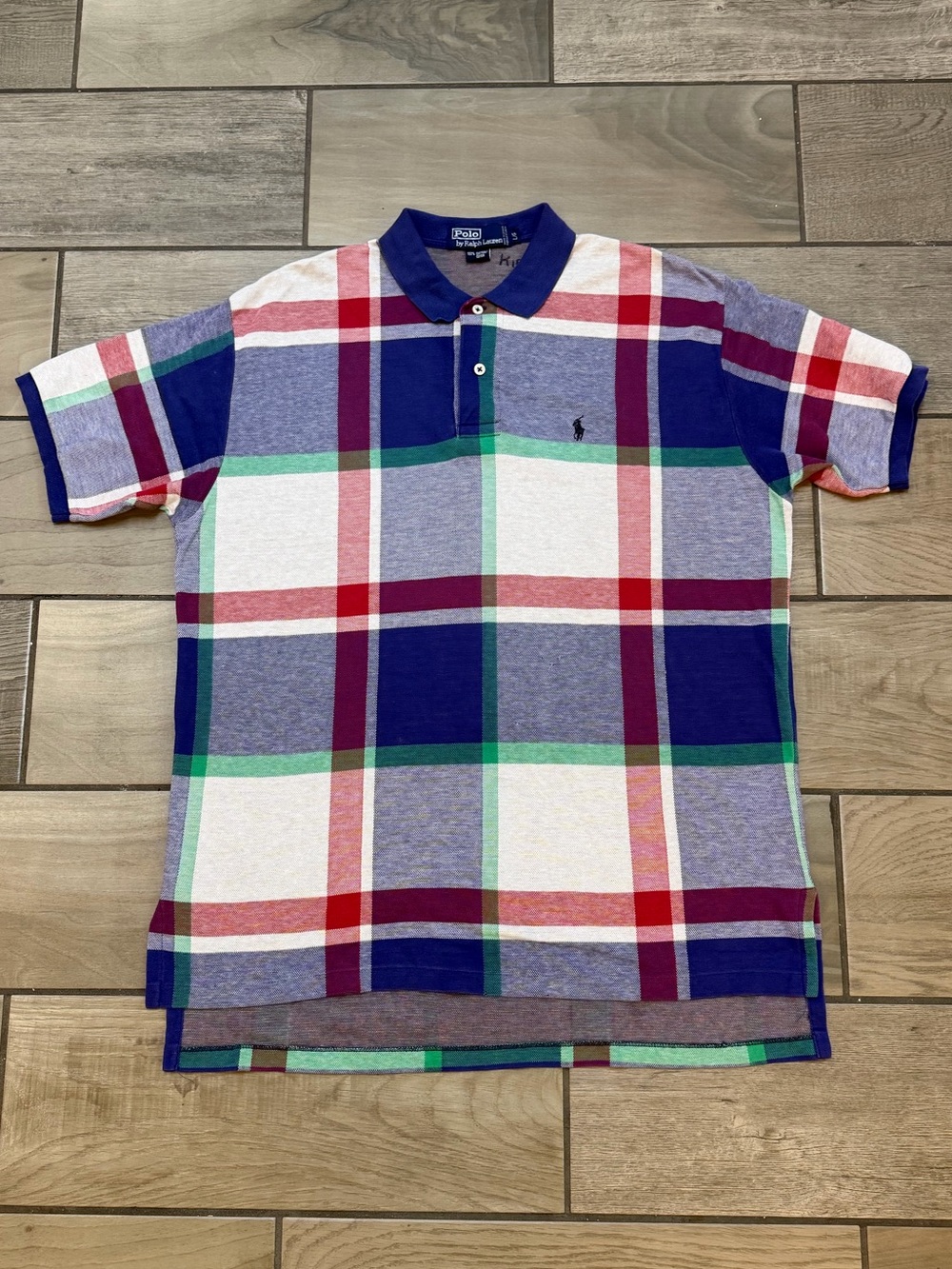Vintage Y2K Polo Ralph Lauren Plaid Polo Shirt Blue Multicolor Preppy Polo